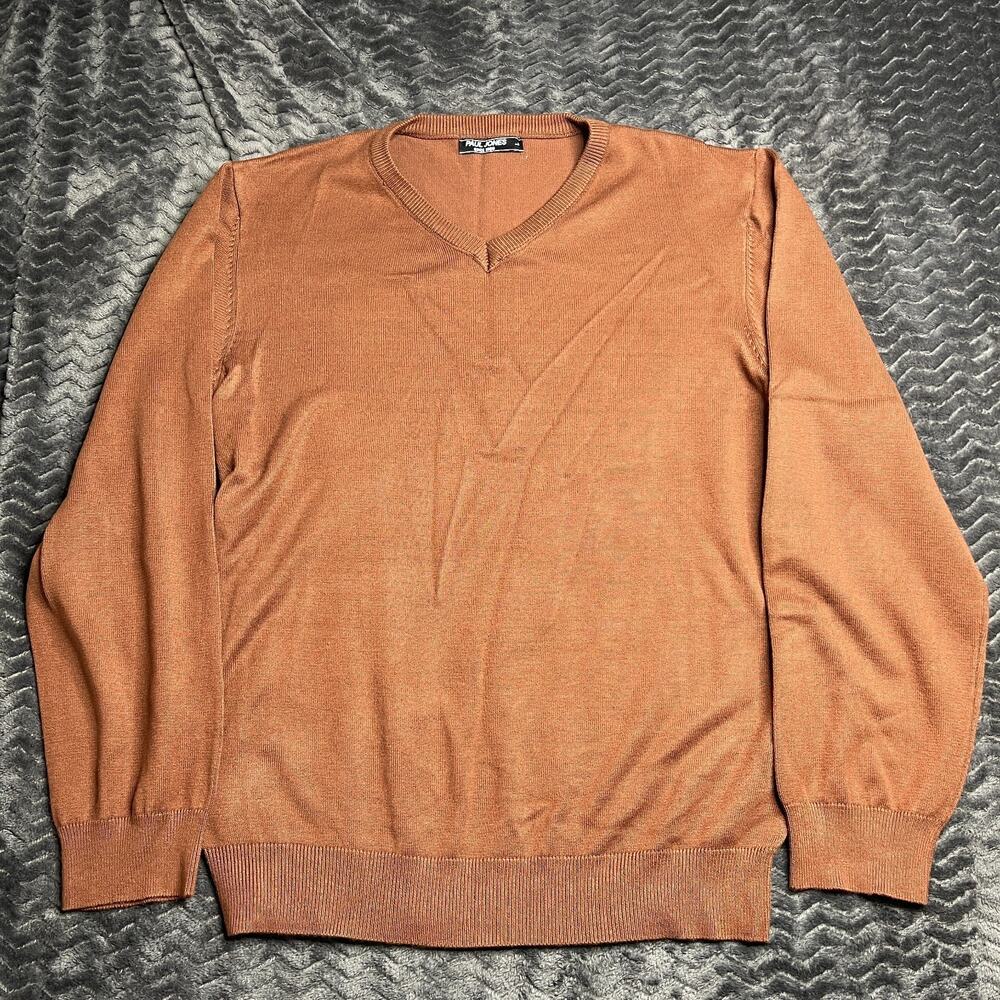 Paul Jones v neck sweater cotton Size L brown